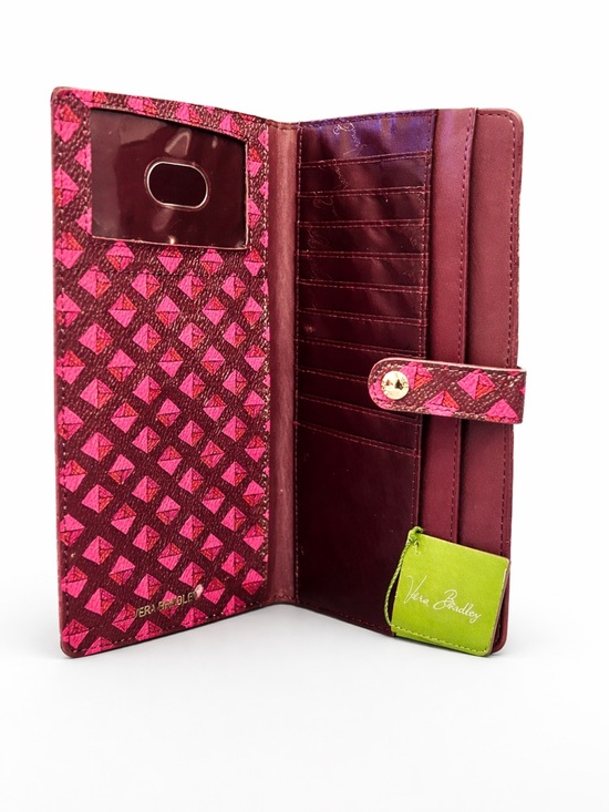 Vera Bradley Handbags - Vera Bradley RFID Turnlock Wallet Clutch Pink Brown Geometric NWT